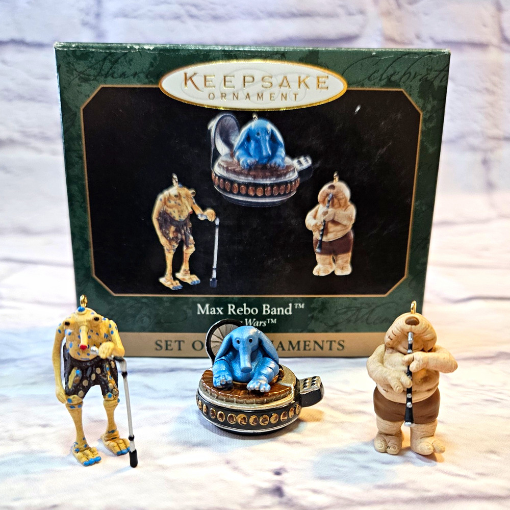 1999 Hallmark Star Wars Max Rebo Band 3 Mini Ornament Set QXI4597 w/ Box
